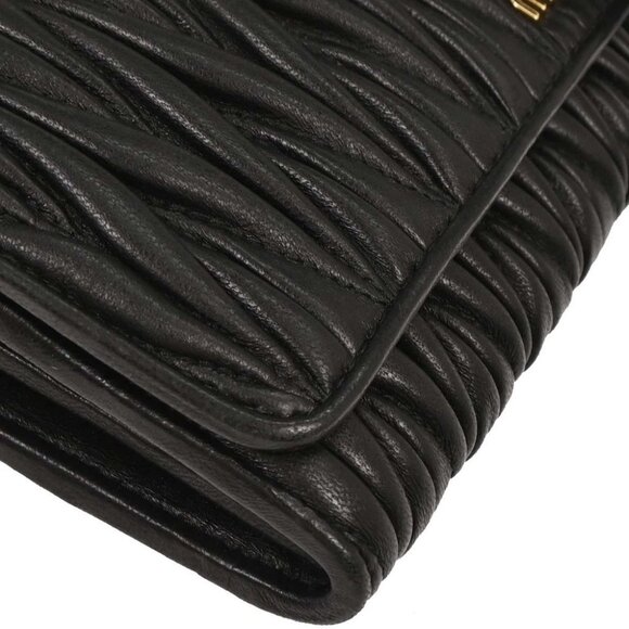 Miu Miu Black Lambskin Matelasse Wallet On Chain WOC 5BP290 144868 - Picture 6 of 10